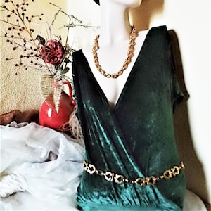 Belt with horseshoe, decorative belt gold/brown, narrow vintage metal belt, link belt, chain belt, gift women, ART 931697336