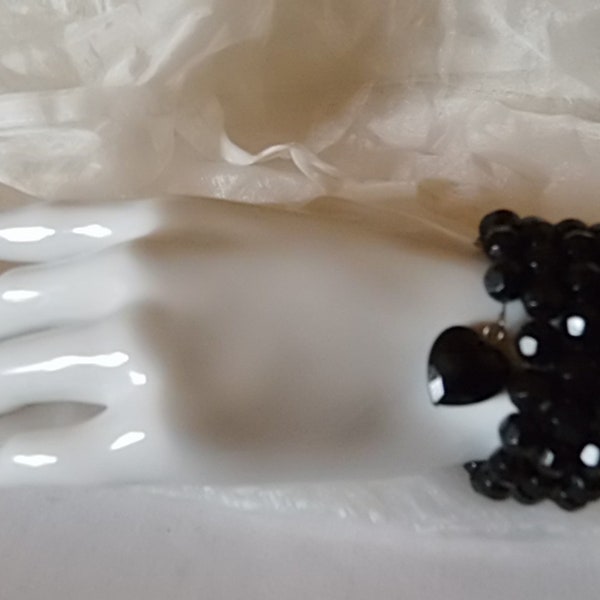 Bracelet for wrapping in universal size, bangle black beads on wire, arm jewelry from the 70s, gift for women, hippie boho