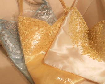 Hochzeitstasche mit Perlenverzierung, zauberhafte romantische Tasche für die Braut,pastellfarbeneTasche für Anlässe mit Perlen 80er Jahre
