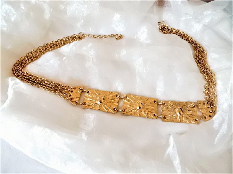 Metal belt gold-colored with many chains, gold-colored chain belt, vintage jewelry belt for dance, stage, show, gift for women, 70s 80 bis 90 cm Länge