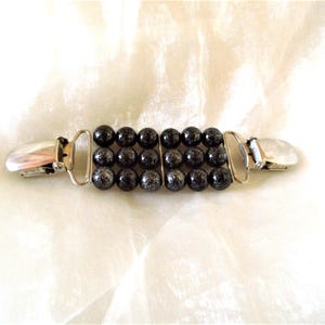 Blouse clasp with anthracite beads from the 70s, gift for women, clasp for jackets, clips for dress blouse fabrics, ART 627192935