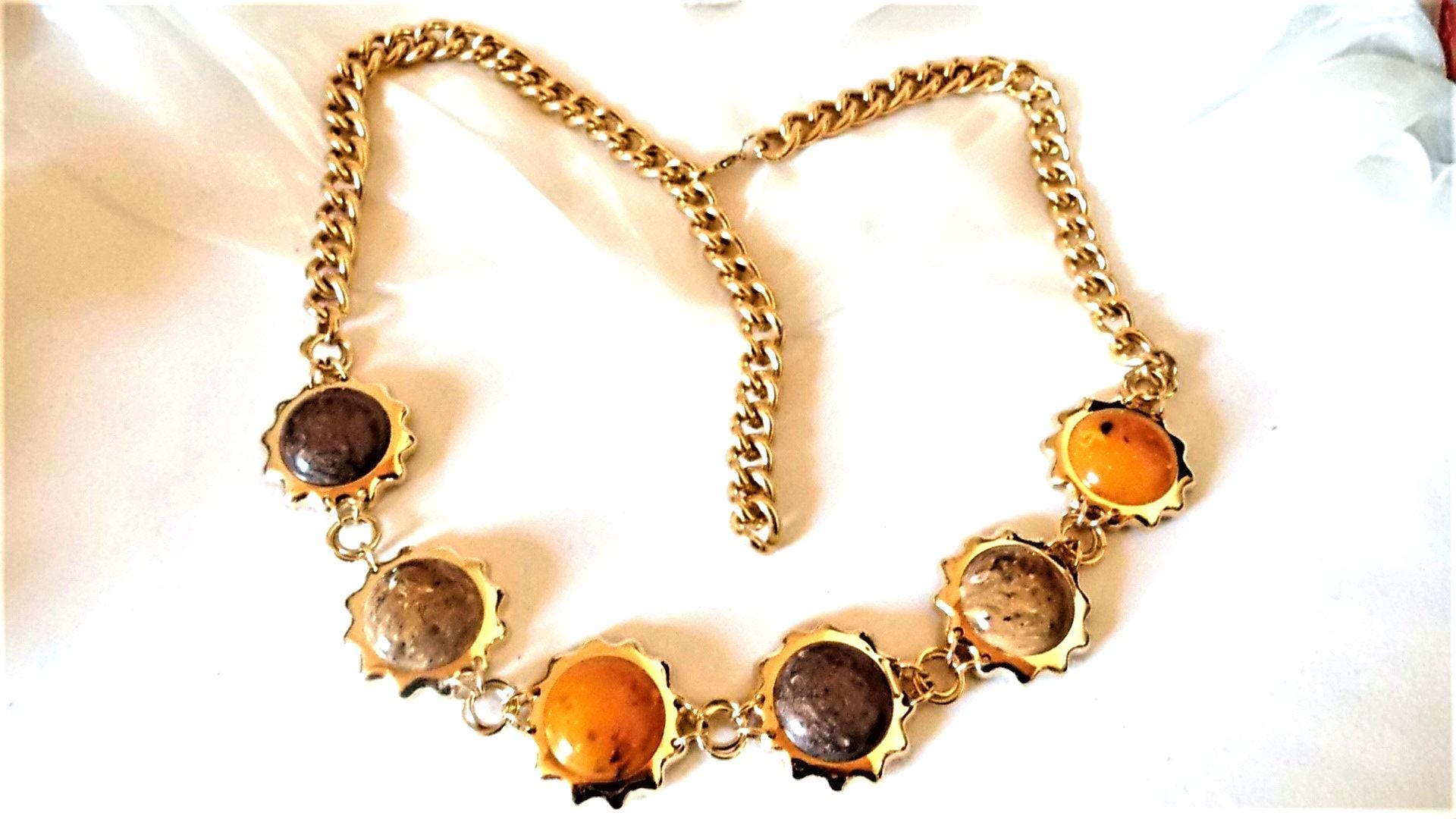 Vintage 1970s/80s Gold Mesh Statement Belt with Multicolor Poured Glass Cabochon Vintage Yves Saint Laurent Couture Gripoix Jeweled Belt  main image 3