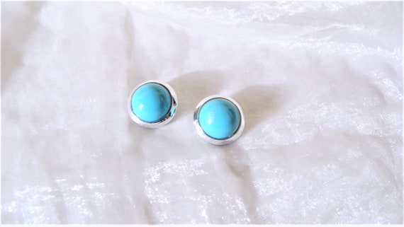 Blue ear clips with silver edge, gift for women, … - image 4