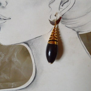 opulent chunky earrings black drops, earrings from the 80s, earrings, gift women, stage, show, dance, black pearls Ohrhänger