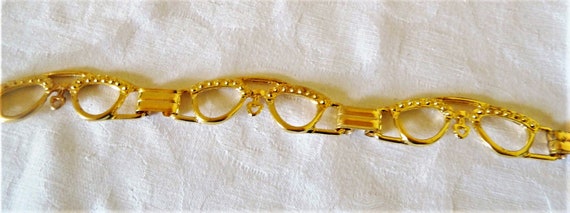 Kettengürtel goldfarben mit Brillen,Vintage Metallgürtel,Schmuckgürtel 70er Jahre,Geschenk Frauen,für Optiker als Dekoration,dezenter Gürtel