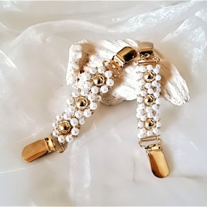 Blouse gathers with melted pearl rosettes, also as jacket closure for boleros, wedding, gathering of delicate fabrics, for waist, ART 613351694