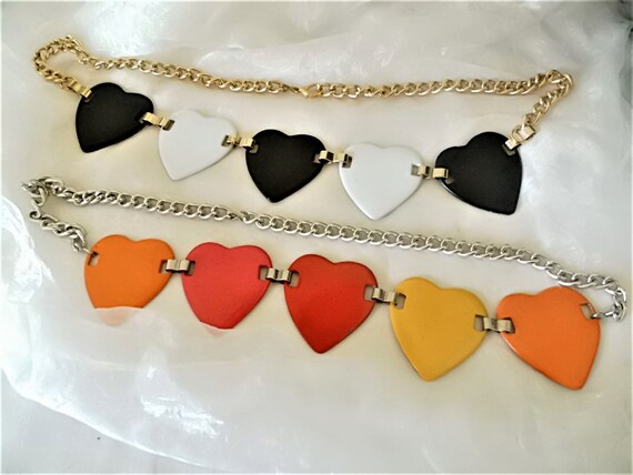 Chunky Metal Belt Colorful Hearts, Jewelry Belt With Hearts  display picture 1