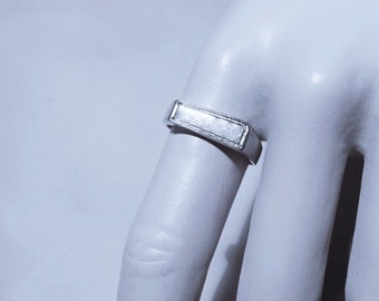 925er Silberring schlicht asymetrisch in Ringgröße 12 und Ringgröße 22, 70er Jahre. Geschenk unisex, Partnerringe,gestempelt 925