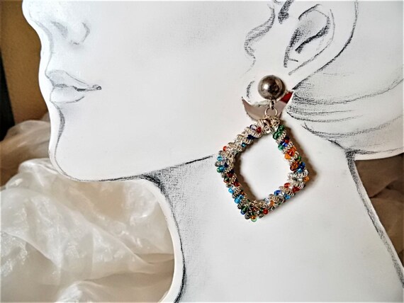 Orecchini A Rombo Anni 80 – Nero/verde – Stile Punk – Zinco