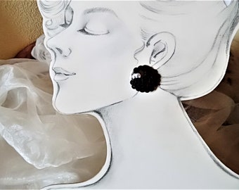black ear clips sequins pendants, fashion jewelry 80s, gift women, theater, show, dance, circus, costumes, carnival, ART 613354676