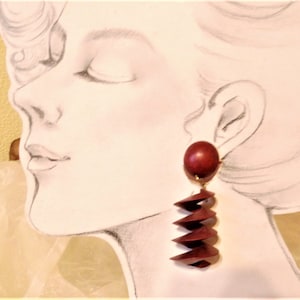 spiralförmige Ohrstecker aus Holz der 80er Jahre in 6 Farben, elegant zeitlos romantisch, Geschenk für Frauen, ART 644221563