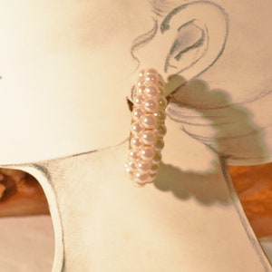 superschöne opulente Vintage Ohrringe Perlen Halbcreolen als Ohrclip,stecker der 80er Jahre, Geschenk für Frauen, Hochzeit Bild 2