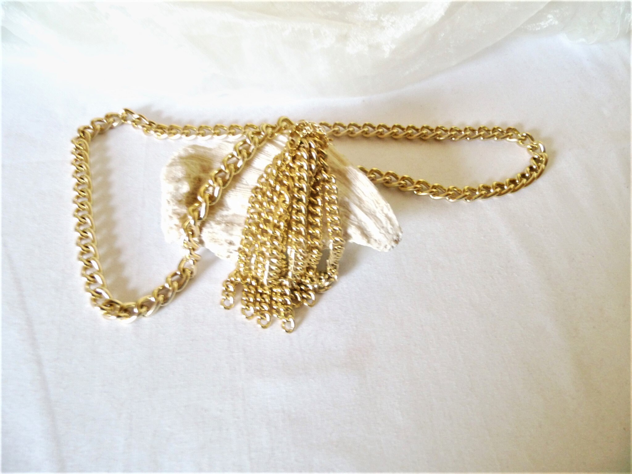 Vintage 1970’s Gold Chain belt with Purple metal ball tassel accents Christian Dior Gold Metal Tassel Belt – Screaming Mimis  main image 4