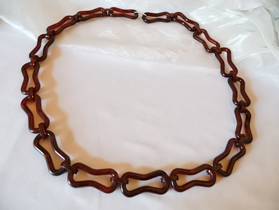 dark brown plastic belt vintage plastic link belt… - image 3