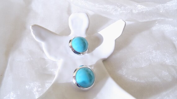Blue ear clips with silver edge, gift for women, … - image 3