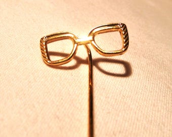 Gold or silver-colored hat pin, glasses, milliner's supplies, a cute accessory for originally designed hats, 70s, ART 613352100