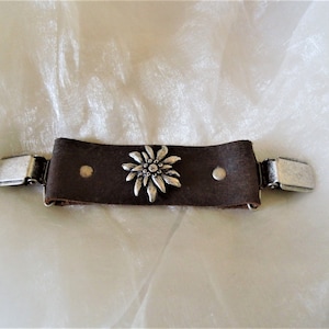Leather clasp for traditional shirts with silver-colored clips, leather trousers, traditional jewelry from the 70s, unisex gift, ART 613353828