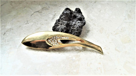 Brooch dolphin with crystals, brooch from the 70s… - image 3