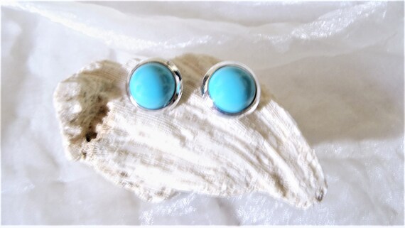 Blue ear clips with silver edge, gift for women, … - image 2