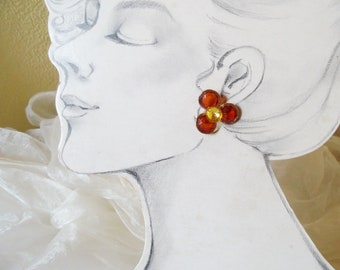 Beautiful sparkling orange yellow gold-colored stud earrings, earrings from the 80s. Gift for women girls, delicate earrings, ART 726599689