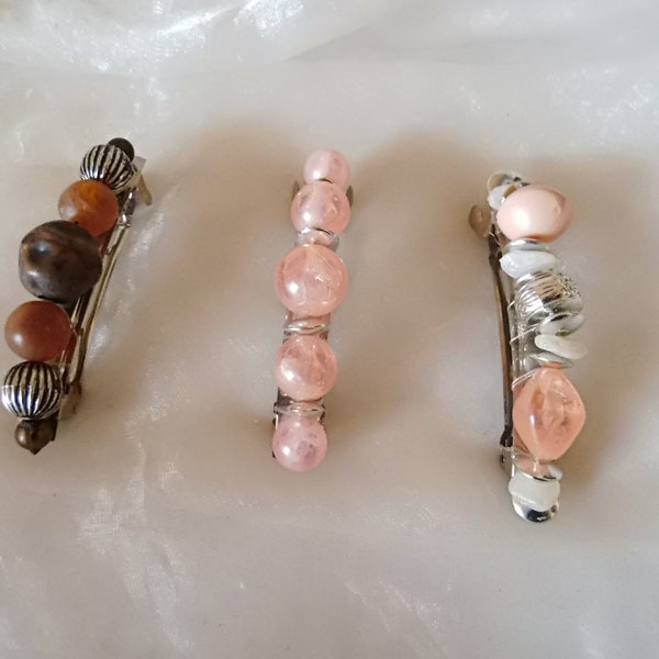 narrow, simple hair clip with pearls in different designs from the 80s as a gift for women and girls