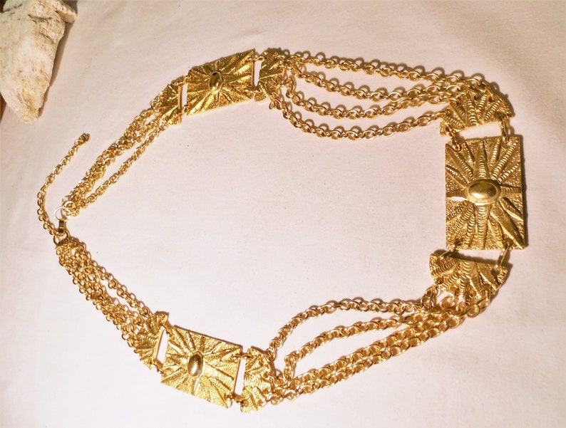 Metal belt gold-colored with many chains, gold-colored chain belt, vintage jewelry belt for dance, stage, show, gift for women, 70s 90 bis 100cm Länge