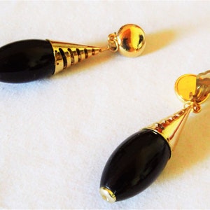 opulent chunky earrings black drops, earrings from the 80s, earrings, gift women, stage, show, dance, black pearls image 3