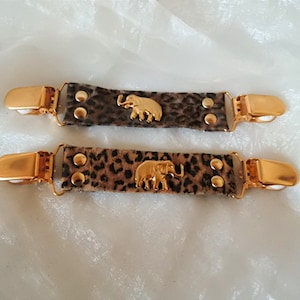 Blouse tie brown tiger with gold-colored elephant from the 80s, gift for animal lovers, elephant collectors, ART 613354082