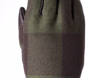 Full Finger Gloves for Women - Tweed and Sheepskin recycled leather - Padded and Fashionable