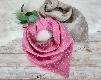 Muslin scarf dots neckerchief baby, children, triangular scarf, cloth for knotting, 45 x 45 cm or 50 x 50 cm, double-layered