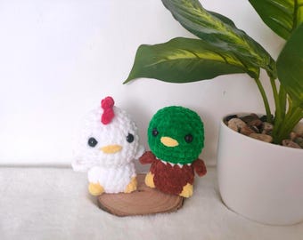 Ente oder Küken gehäkelt aus Plüschgarn, Stockente, Amigurumi Plüschtier, handgemacht