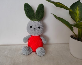 Bunny "Carrot" crocheted from plush yarn, Amigurumi Bunny, Easter decoration, gift