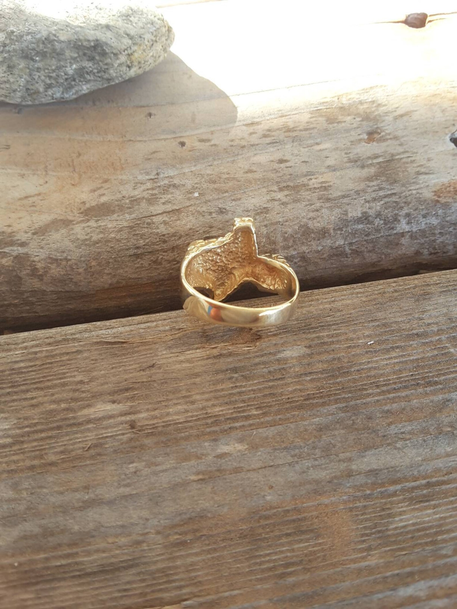 18k TEXAS nugget ring yellow gold nugget mans ring pinkie ring Etsy