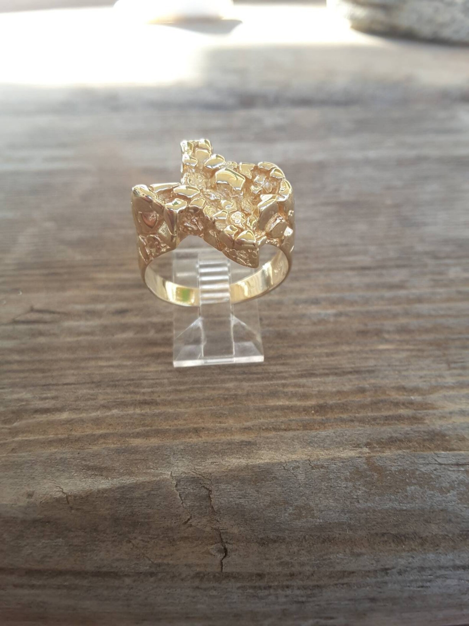 18k TEXAS nugget ring yellow gold nugget mans ring pinkie ring Etsy