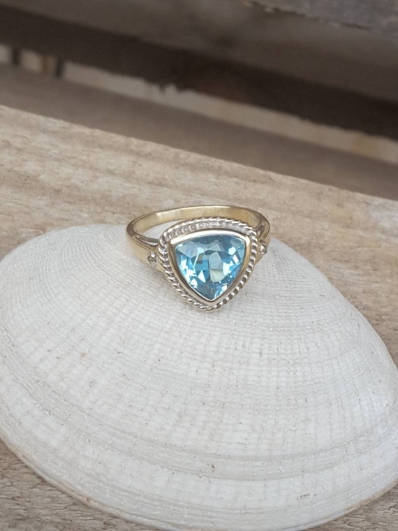 10k aquamarine stone ring march birthday ring for gir… Gem
