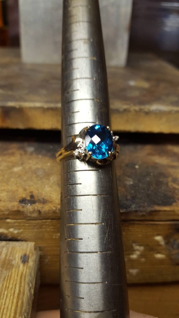 10k or 14k Gold Heart Shaped Simulated Blue Zircon December Birthstone Ring