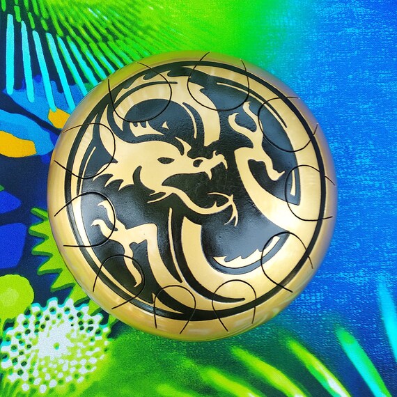 Golden Dragon In A Circle Handpan Shamanic Drum Steel Etsy