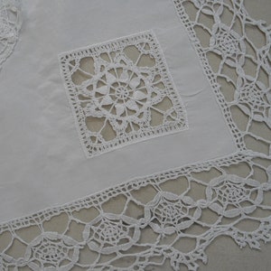 Tischdecke,antik,Leinen,Spitze