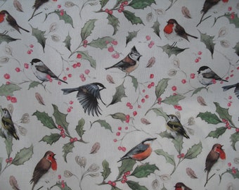 Fabric acufactum garden birds in winter