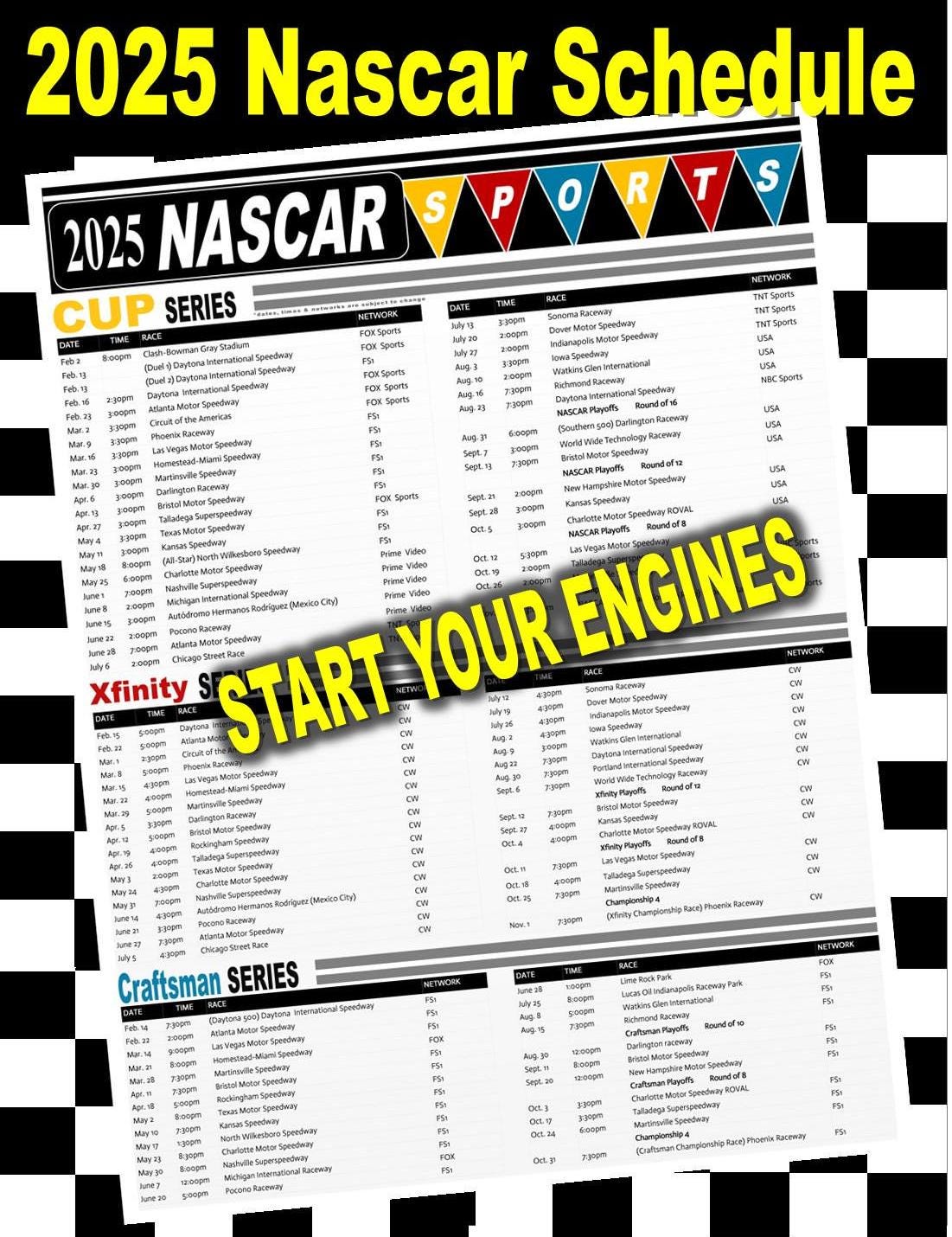 NASCAR 2025 Schedule - Poster - Instant Digital Download