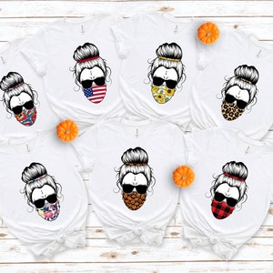 Halloween-Gruppe Shirts, Messy Bun Mom Shirt, passende Halloween-Shirts für Frauen, Bun Haar Shirt, bad Moms Club, Social Distancing Shirt