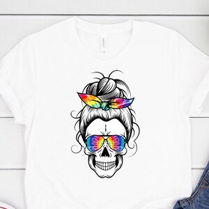 Messy Bun Shirt, Messy Bun Schädel Shirt, Tie Dye, Bun Haar Shirt, Messy Bun Mom Shirt, Bun T-shirt, Halloween Mom Shirt