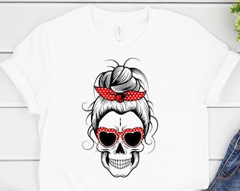 Messy Bun Shirt, Messy Bun Skull Shirt, Dead Tired, Bun Hair Shirt, Messy Bun Mom Shirt, Bun t-shirt, Halloween Mom Shirt