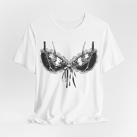 Lingerie Graphic T-shirt, Lace Bra T-shirt, Cute Sexy Tee, Lingerie Bridal  T-shirt, Fun Bridal Party Shirt, Trashy Trend