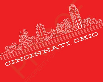 Cincinnati, Ohio Typewriter Skyline Art Print