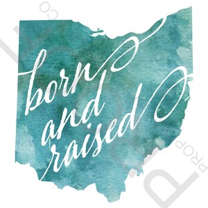 Born & Raised Aquarelle Ohio Silhouette Art Print