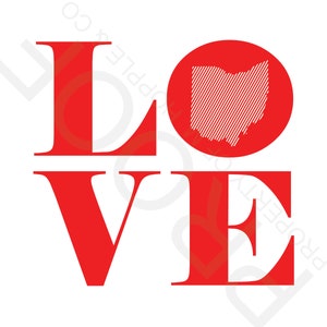 Love Ohio Red & White Art Print