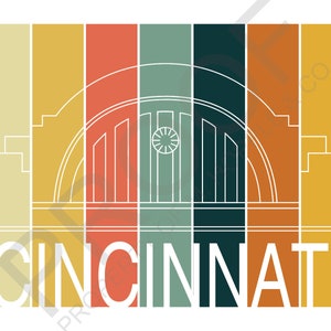 Union Terminal Cincinnati, Ohio Impresión de arte multicolor