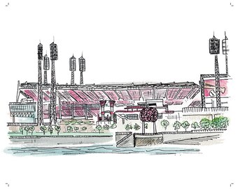 Great American Ball Park Watercolor Wordless