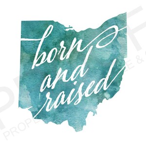 Ohio Watercolor Born & Raised Postcard image 1